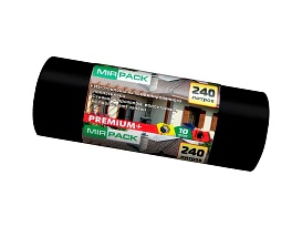 Мешки для мусора 240 л, ароматизированные, черные, в рулоне 10 шт., ПВД 45 мкм, 1300х930 мм, PREMIUM+, 24010830 в Махачкале