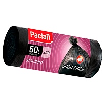 Мешки для мусора 60 л, черные, в рулоне 20 шт., ПНД, 7,4 мкм, 720х600 мм, PACLAN, 600820 в Махачкале