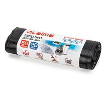 Мешки для мусора 60 л, черные, в рулоне 20 шт., ПНД, 10 мкм, 700х600 мм, LAIMA, 601381 в Махачкале