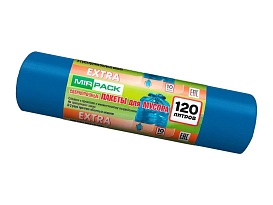Мешки для мусора 120 л, синие, в рулоне 10 шт., ПНД, 14 мкм, 1100х700 мм, EXTRA, ex1201802 в Махачкале