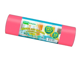 Мешки для мусора 120 л, с завязками, красные, в рулоне 10 шт., ПНД, 15 мкм, 800х750 мм, VIP, Z12010red в Махачкале