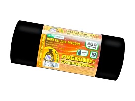 Мешки для мусора 300 л, черные, в рулоне 10 шт., ПВД 70 мкм, 1400х1000 мм, PREMIUM+, 30010160 в Махачкале