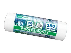 Мешки для мусора 180 л, прозрачные, в рулоне 10 шт., ПВД, 30 мкм, 1100х930 мм, PROFESSIONAL, 180104408 в Махачкале