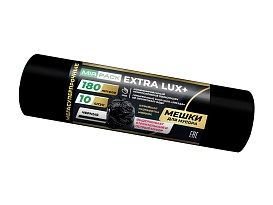 Мешки для мусора 180 л, черные, в рулоне 10 шт., ПВД, 60 мкм, 1100х930 мм, EXTRA LUX+, 1801098 в Махачкале