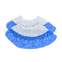 Бахилы бело-синие 1000 шт (500 пар), 48 мкм, двойная подошва, с одной резинкой, Эконом+ в Махачкале