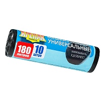 Мешки для мусора 180 л, с ушками, черные, в рулоне 10 шт., ПНД, 20 мкм, 1150х800 мм, Крепак, 4607075710498 в Махачкале