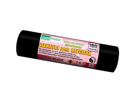 Мешки для мусора 180 л, ароматизированные, черные, в рулоне 10 шт., ПВД, 50 мкм, 1100х930 мм, EXTRA black, 18008301 в Махачкале Мешки для мусора 180 л, ароматизированные, черные, в рулоне 10 шт., ПВД, 50 мкм, 1100х930 мм, EXTRA black, 18008301 в Махачкале