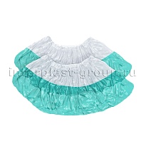 Бахилы бело-бирюзовые 1000 шт (500 пар), 48 мкм, двойная подошва, с одной резинкой, Эконом+ в Махачкале