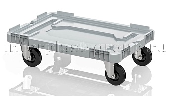 Тележка пластиковая сплошная без тормозов усиленная серая в Махачкале