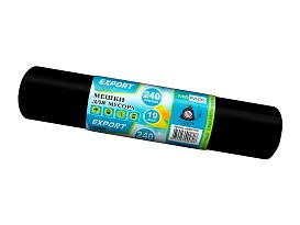 Мешки для мусора 240 л, черные, в рулоне 10 шт., ПВД 80 мкм, 1300х930 мм, EXPORT, exp 24010167 в Махачкале