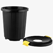 Мусорный бак с крышкой - воронкой на колесах 105 л темно-серый