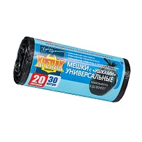 Мешки для мусора 20 л, с ушками, черные, в рулоне 30 шт., ПНД, 10 мкм, 550х440 мм, Крепак, 4607075710443 в Махачкале