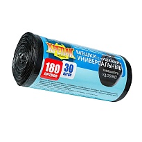 Мешки для мусора 180 л, с ушками, черные, в рулоне 30 шт., ПНД, 20 мкм, 1150х800 мм, Крепак, 4607075710399 в Махачкале