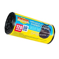 Мешки для мусора 120 л, черные, в рулоне 30 шт., ПНД, 15 мкм, 1100х700 мм, Крепак, 4607075710122 в Махачкале