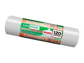 Мешки для мусора 120 л, белые, в рулоне 10 шт., ПНД, 14 мкм, 1100х700 мм, EXTRA, ex1201803 в Махачкале