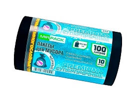 Мешки для мусора 100 л, черные, в рулоне 10 шт., ПВД, 70 мкм, 1000х600 мм, PREMIUM+, 1001076 в Махачкале