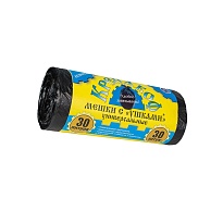 Мешки для мусора 30 л, с ушками, черные, в рулоне 30 шт., ПНД, 8 мкм, 580х460 мм, Крепакоф, 4607075710412 в Махачкале Мешки для мусора 30 л, с ушками, черные, в рулоне 30 шт., ПНД, 8 мкм, 580х460 мм, Крепакоф, 4607075710412 в Махачкале