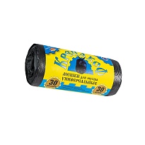 Мешки для мусора 30 л, с ушками, черные, в рулоне 30 шт., ПНД, 8 мкм, 580х460 мм, Крепакоф, 4607075710238 в Махачкале Мешки для мусора 30 л, с ушками, черные, в рулоне 30 шт., ПНД, 8 мкм, 580х460 мм, Крепакоф, 4607075710238 в Махачкале