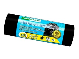 Мешки для мусора 60 л, ароматизированные, черные, в рулоне 20 шт., ПНД, 8 мкм, 800х600 мм, ХИТ, 6020867 в Махачкале