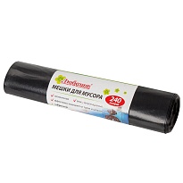 Мешки для мусора 240 л, черные, в рулоне 5 шт., ПВД 30 мкм, 1300х900 мм, Любаша, 605338 в Махачкале