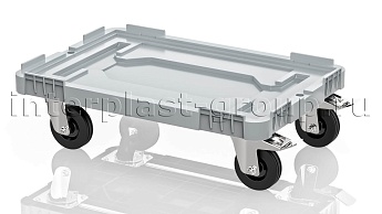 Тележка пластиковая сплошная 2 колеса с тормозом усиленная серая в Махачкале
