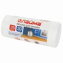 Мешки для мусора 35 л, белые, в рулоне 30 шт., ПНД, 6 мкм, 550х480 мм, LAIMA, 605538 в Махачкале